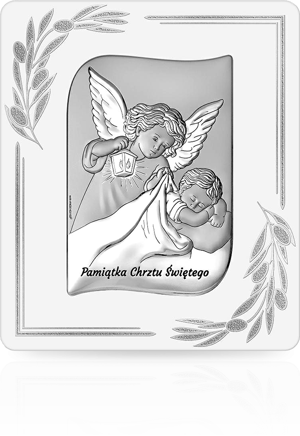 Aniołek na Chrzest: obrazek srebrny na panelu - Beltrami