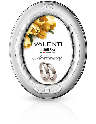 Srebrna ramka z obrączkami Pamiątka na 25 rocznicę z grawerem Valenti 53004