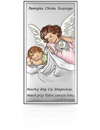 Aniołki nad dzieckiem Obrazek dla dziewczynki z grawerem Beltrami 6657
