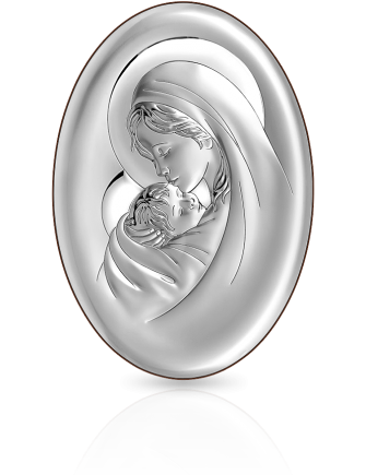 Matka Boża z Dzieciątkiem Obrazek srebrny z grawerem Beltrami 6379