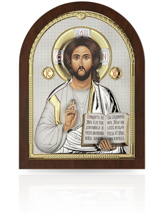 Chrystus Pantokrator Srebrna ikona ze złoceniami z grawerem Beltrami AE0803