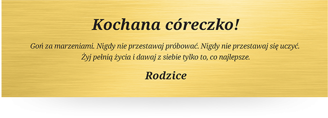 Grawerowana tabliczka na prezent - ZŁOTA: prostokątna, aluminium - Lanotti