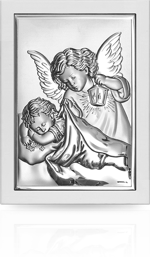 Aniołek w białej ramce: pamiątka Chrztu Świętego - Beltrami